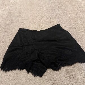 Reformation Black satin lace  Trim Shorts size m